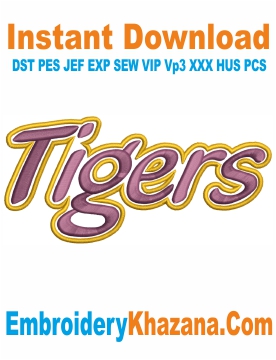 Tigers 3d Puff Embroidery Design