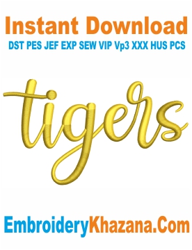 Tigers Letters 3D Puff Embroidery Design