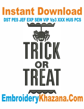 Trick Or Treat Logo Embroidery Design