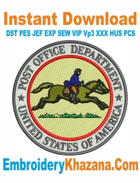 United States Post Office Department Embroidery Design