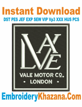 The Vale Motor Company Logo Embroidery Design