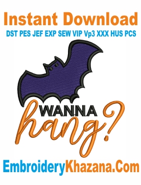 Wanna Hang Halloween Embroidery Design