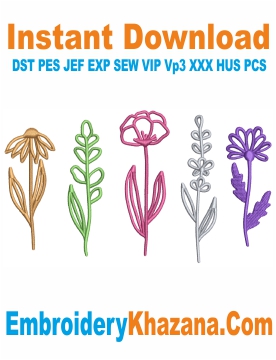 Wild Flowers Embroidery Design