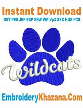 Wildcats Paw Embroidery Design