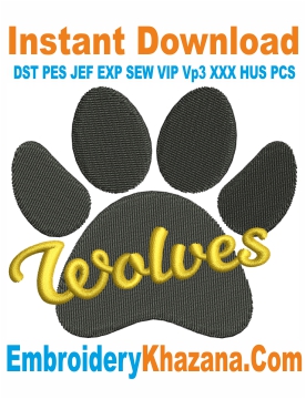 Wolf Paw Machine Embroidery Design