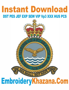 RAF Royal Air Force Marine Crest Embroidery Design